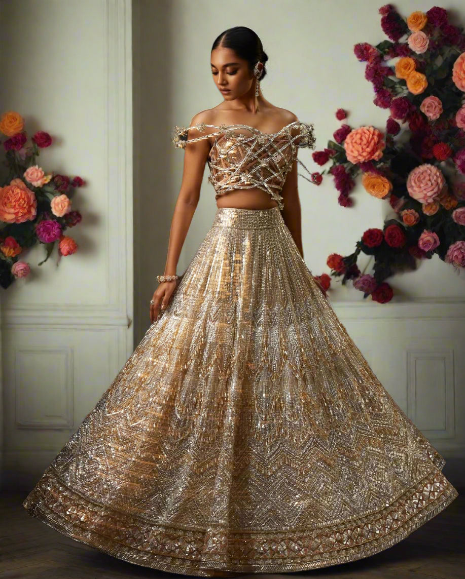 Champagne Mist Bridal Lehenga