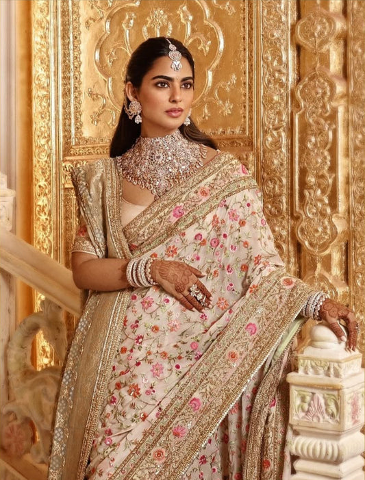 Blush Bloom Luxe Embroidered Saree