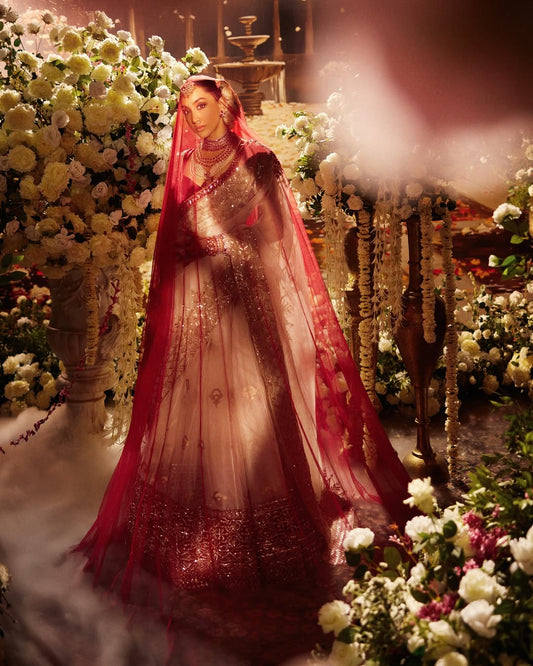 Regal Ivory and Gold Embellished Bridal Saree
